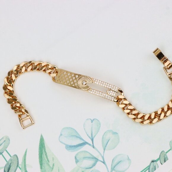 Rose Gold Bracelet with Diamond Sunray and Cutout Detailing, XPBL0707 - Picture 1 of 12